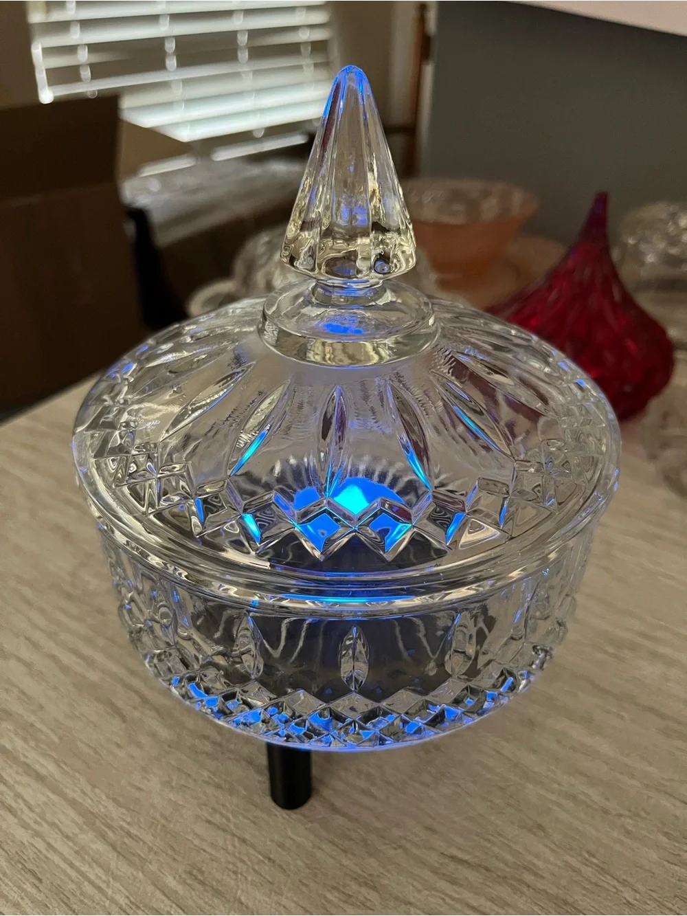 Vintage Indiana Glass Princess Clear Covered Candy Dish Fairy Lamp